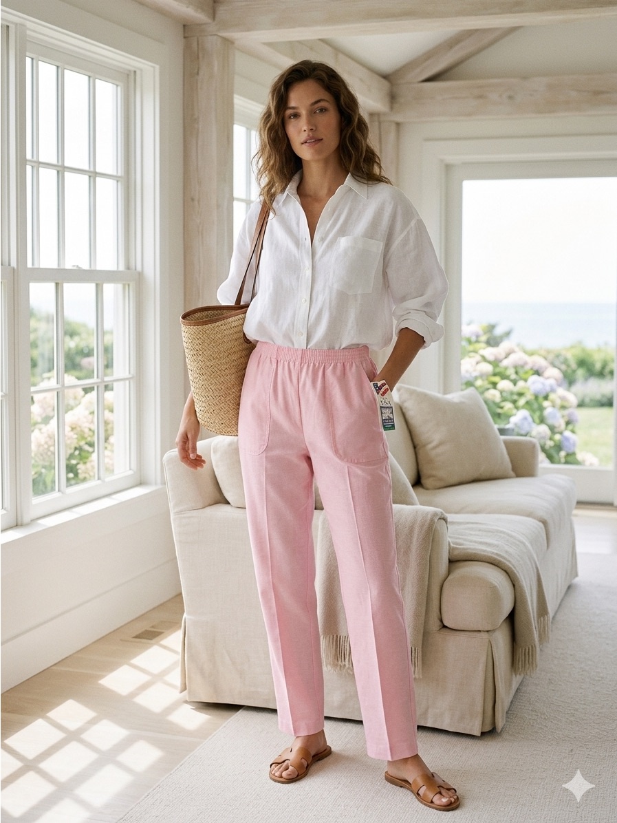 Vintage 80s 90s Pink Pants Nwt Made In Usa Cottagecore Coastal Grandma Size 10